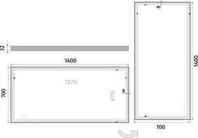 Nimco LED zrkadlo 1400x700 - ZP 13008