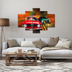 Obraz - Retro závodné autá (150x105 cm)