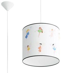Detské závesné svietidlo Fairy, 1x plastové tienidlo so vzorom, (fi 30cm)