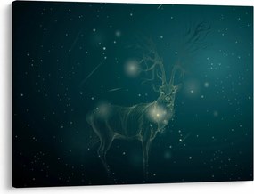 Obraz - Magický jeleň v noci (70x50 cm)