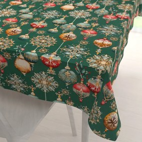 Biante Bavlnený obdĺžnikový obrus Sandra SA-529 Vianočné banky na zelenom 140x200 cm