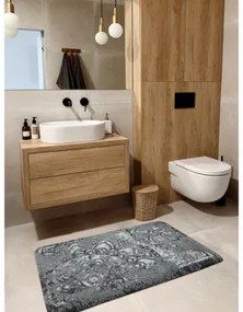 Kúpeľňový koberček FROTTE rozeta, protišmykový, mäkký - sivý