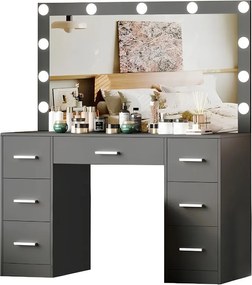 Veľký toaletný stolík s osvetlením 80 x 40 x 110cm čierny