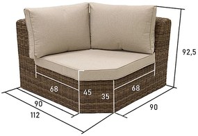 DEOKORK Ratanový rohový diel BORNEO LUXURY (hnedá)