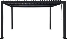 JU Pergola s lamelami 3 x 4 m, hliníková, s plochou strechou, 2-dielna, čierna
