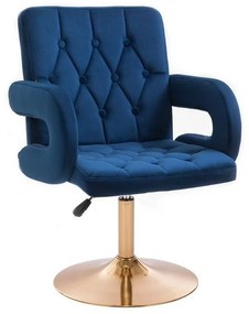 LuxuryForm DESIGN Stolička BOSTON VELUR na zlatom tanieri - modrá