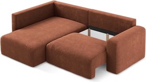 Ženilková rozkladacia/s úložným priestorom rohová pohovka v terakotovej farbe (ľavý roh/do L) Kona – Makamii