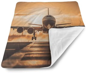 Sablio Deka pre bábätko Lietadlo pristávajúce pri západe slnka - 80x100 cm