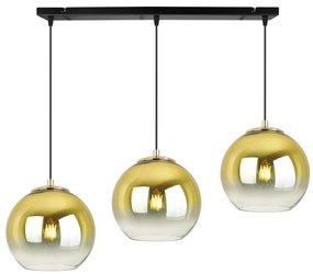 Závesné svietidlo Bergen Gold, 3x zlaté/transparentné sklenené tienidlo (fi 15cm)