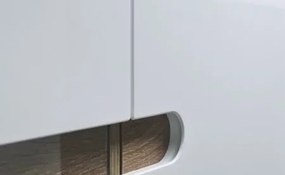 Vysoká vitrína Linate, biely lesk/dub, ľavá