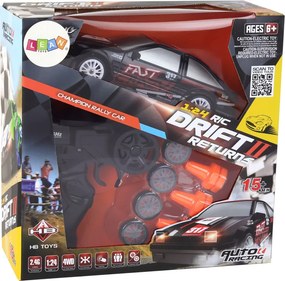 LEAN Toys Športové autíčko s diaľkovým ovládaním R/C v mierke 1:24, čierne, s vymeniteľnými kolesami