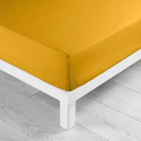 Žltá napínacia bavlnená plachta 180x200 cm Lina – douceur d'intérieur