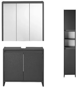 Livarno home Skrinka so zrkadlom Oslo + Skrinka pod umývadlo Oslo s 2 dvierkami + Vysoká skrinka Oslo do kúpeľne  (800011384)