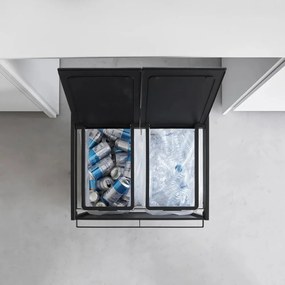 Čierny kovový odpadkový kôš na triedený odpad Tower – YAMAZAKI