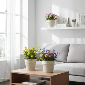 PLASTOVÝ KVETINÁČ SILVA LINE 16X14 CM BÉŽOVÁ