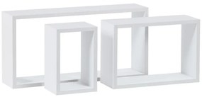 Polička nástěnná, sada 3 ks, MDF, barva bílá matná, baleno v ochranné fólii