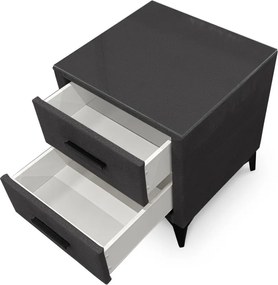 Nočný stolík s 2 zásuvkami Joy, grafitovo šedá látka