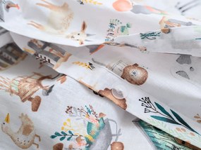 Bavlnené obliečky do postieľky HAPPY FARM biele Rozmer obliečky: 45 x 65 cm | 90 x 135 cm