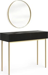 Toaletný stolík Nicole so zrkadlom 60 cm - čierny mat / zlatá