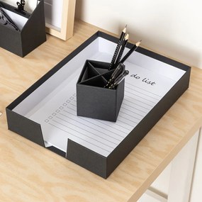 HUGO štvor-dielny čierny stolový organizér zo 100% recyklovateľného papiera