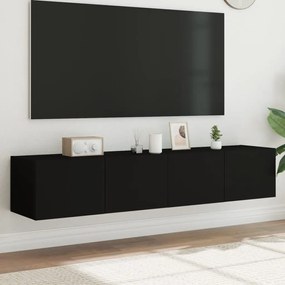 TV nástenné skrinky s LED svetlami 2 ks čierne 80x35x31 cm 837284