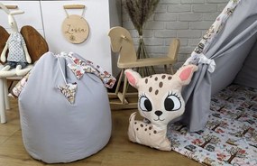 Detský kôš na hračky ANIMALS - LES - šedý