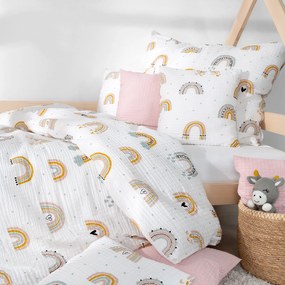 Goldea detské krepové obliečky - maľované dúhy 140 x 200 a 70 x 90 cm