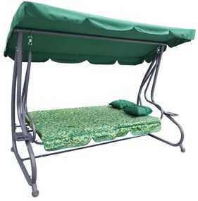 RAMIZ Záhradná hojdačka Seat Textylina 2x1 - zelená, vzorovaná