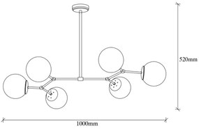 Luster na tyči DAMAR 6xE27/40W/230V