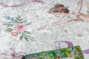 Detský koberec protišmykový BAMBINO 61600 krémový / ružový kruh