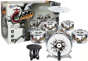 LEAN TOYS Sada šiestich veľkých bicích Jazz drum strieborné