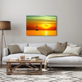 Obraz západu slnka s jachtou (90x60 cm)