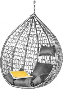 Sivé závesné kreslo KOKON bez stojanu, sivý vankúš