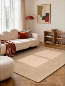 Ručne tkaný vlnený koberec v prírodnej farbe 160x230 cm Puristic Knots – Elle Decoration