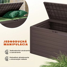 Úložný box WOODEBOX - 280L, 120x46x57cm, tmavo hnedá Prosperplast