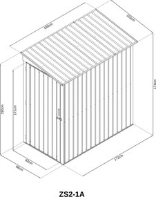 Záhradný domček BestBerg ZS2-1A / 1,9 m² / 103 x 185 x 190 cm / sivý