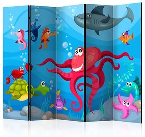 Paraván - Octopus and shark II [Room Dividers] Veľkosť: 225x172, Verzia: Jednostranný