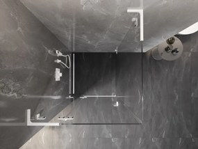 Mexen Lunar, L sklápací sprchový kút ľavý 70 x 70 cm, 8mm číre sklo, biely profil, 834L-070-070-20-00-L