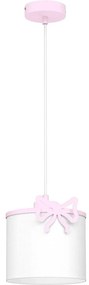 Detský luster na lanku SWEET 1xE27/15W/230V biela/ružová/mašľa
