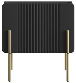 Nočný stolík Malmi 45 cm - čierny mat / zlatá