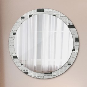 Okrúhle ozdobné zrkadlo na stenu Vzor z novín fi 90 cm
