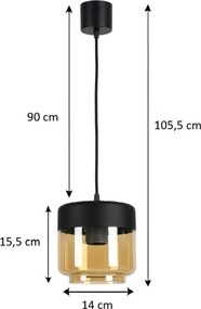 BRILAGI - LED luster na lankách R GLASS 1xE27/60W/230V pr. 14 cm čierna/dymová béžová