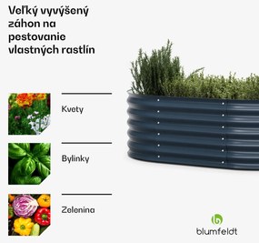Blumfeldt High Grow Extended, vyvýšený záhon, 150x43x60 cm, z vlnitého oceľového plechu, jednoduchá montáž, odolný voči hrdzi a mrazu