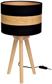 Stolná lampa Terra, 1x drevené/čierne textilné tienidlo, drevo