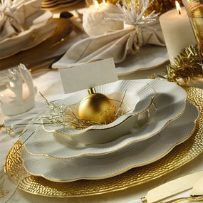 Porcelánová sada 24 ks talířů Creamy Gold bílá/zlatá