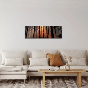 Obraz temného lesa (s hodinami) (90x30 cm)