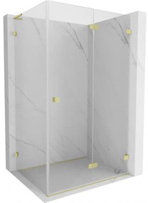 Mexen Lunar-F L, sprchovací kút pravý 75 x 70 cm, 8mm číre sklo, zlatý kartáčovaný - 836L-075-070-55-00-P