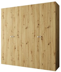 Šatníková skriňa 200 cm Parna 1 (dub artisan + strieborná). Akcia -19%. Vlastná spoľahlivá doprava až k Vám domov. 1125878