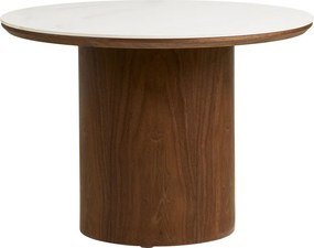 Okrúhly konferenčný stolík s keramickou doskou v tmavo prírodnej farbe ø 60 cm Noli – House Nordic