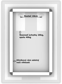 LED zrkadlo La Linea 50x70cm studená biela - dotykový spínač